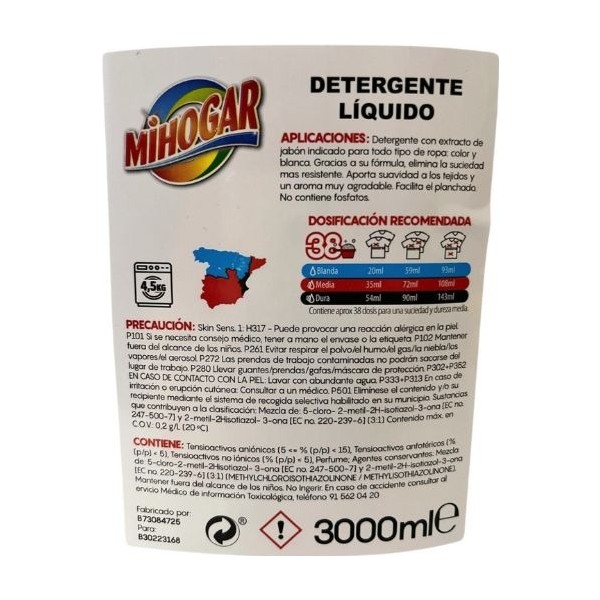 Mihogar detergente Gel Azul 3l.